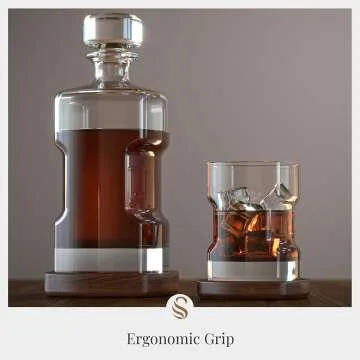 Elegant Whiskey Decanter Set with Wooden Coasters