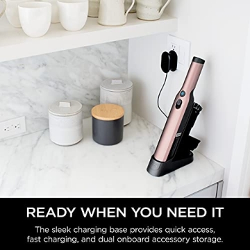 Shark WV201RGBRN WANDVAC Cordless Hand Vac, Lightweight and Portable at 1.4 lbs. with Powerful Suction, Charging Dock, One-Touch Empty for Car & Home, Rose Gold