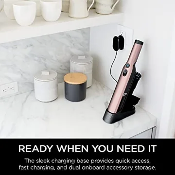 Shark WV201RGBRN WANDVAC Cordless Hand Vac, Lightweight and Portable at 1.4 lbs. with Powerful Suction, Charging Dock, One-Touch Empty for Car & Home, Rose Gold