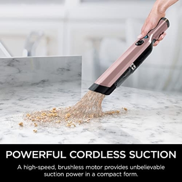Shark WV201RGBRN WANDVAC Cordless Hand Vac, Lightweight and Portable at 1.4 lbs. with Powerful Suction, Charging Dock, One-Touch Empty for Car & Home, Rose Gold
