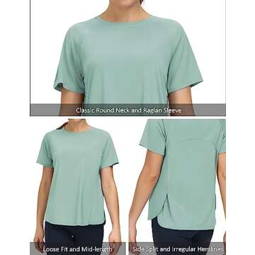 Women's Breathable Workout Shirts with Side Slits