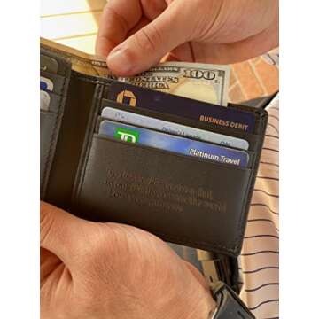 Custom Wallets For Men, Personalized Gifts For Men, Personalized Wallet For Men, Customized Engraved Full Grain Leather with RFID Blocking, Custom Gifts, Customized Wallets For Fathers Day (Black)