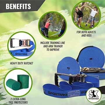 Sportivikids Slackline Kit 50FT for Outdoor Fun for All