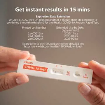 iHealth COVID-19 Antigen Rapid Test, 1 Pack, 2 Tests Total, FDA EUA Authorized OTC at-Home Self Test...