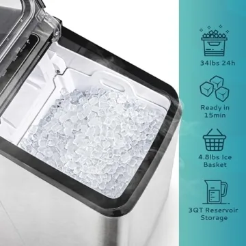 EUHOMY Nugget Ice Maker - 34lbs Daily Production
