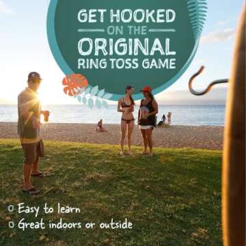 Tiki Toss Ring Toss Game for Adults - 13 Inch Surfboard Edition - Hook and Ring Game for Outdoor & Indoor Use, Gift for Husband, dad, College Boys