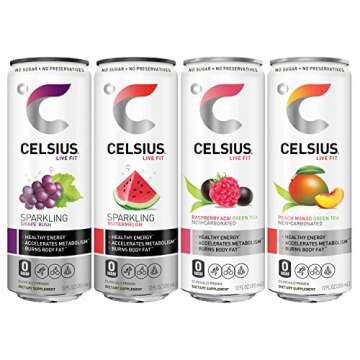 CELSIUS Pre-Workout Drink Variety Pack, 200mg Energy