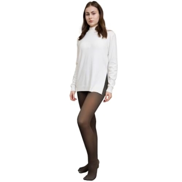 EXQUISLIFE Fleece Lined Tights Sheer Women - Fake Translucent Warm Pantyhose Leggings Sheer Thick Tights, for Winter - Black