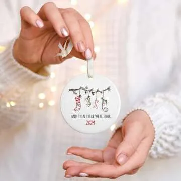 Baby First Christmas Ornament 2024 - Family Christmas Ornaments 2024 - Babys First Christmas Ornament 2024 - Family of 3 Christmas Ornament, Family of Three Ornament 2024 - Ceramic Christmas Ornament