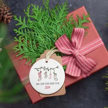 Baby First Christmas Ornament 2024 - Family Christmas Ornaments 2024 - Babys First Christmas Ornament 2024 - Family of 3 Christmas Ornament, Family of Three Ornament 2024 - Ceramic Christmas Ornament