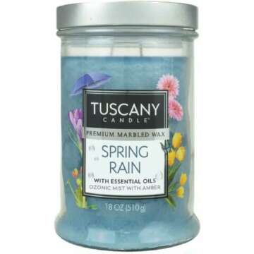 TUSCANY Spring Rain Candle 18oz - Fresh Scents for Home