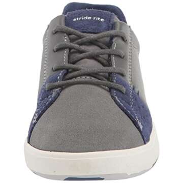 Stride Rite Baby-Boy's Made2Play Maci Sneaker, Grey/Navy, 7 W US Toddler