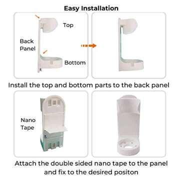 Electric Toothbrush Holder Bathroom Holder Wall Mount Storage Set Organizer Electric Toothbrush Body Base Stander 2PCS, White