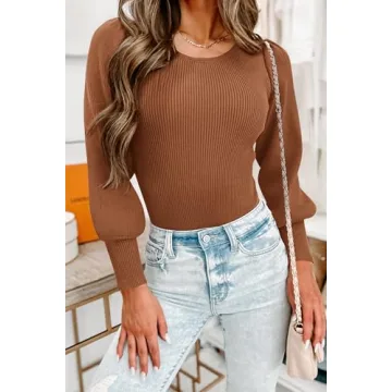 MASCOMODA Women's Long Puff Sleeve Sweater Fall Winter 2024