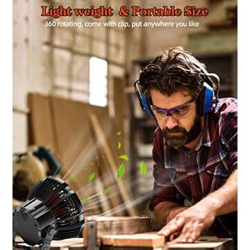 qyuhe Rechargeable Camping Fan Portable Desk Fan with Light, 25 Hours Office Personal Fan with Remote Control, 7800 mAh Power Bank, USB Mini Fan for Tents Bedroom Office Table Car Outdoor