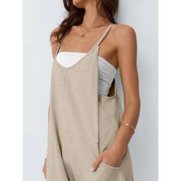 AUTOMET Jumpsuits for Women Casual Summer Outfits Rompers Comfy Y2k Loose Baggy Trendy Overalls Jumpers Fashion Clothes 2025 BeigeGrey M