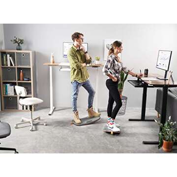 FEZIBO Anti Fatigue Standing Desk Mat - Wooden Balance Board