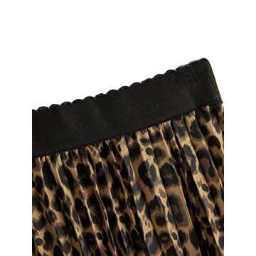 Floerns Women's Cheetah Boho Leopard Elastic Waist Scarf Print Pleated Midi Skirt Multi Cheetah Medium