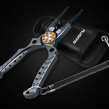 PLUSINNO 8 Inch Fishing Pliers, 6061 Aluminum Alloy Saltwater and Freshwater Muti-Function Fishing T...