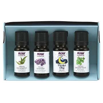 NOW Foods Essential Oils, Let There Be Peace & Quiet Aromatherapy Kit, 4X 10ml Including Lavender, Peppermint, Eucalyptus and Peaceful Sleep Oil Blend with Child Resistant Caps