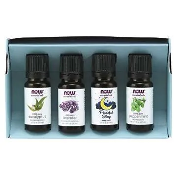 NOW Foods Essential Oils, Let There Be Peace & Quiet Aromatherapy Kit, 4X 10ml Including Lavender, Peppermint, Eucalyptus and Peaceful Sleep Oil Blend with Child Resistant Caps