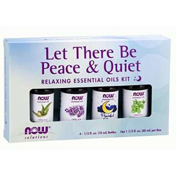 NOW Foods Essential Oils, Let There Be Peace & Quiet Aromatherapy Kit, 4X 10ml Including Lavender, Peppermint, Eucalyptus and Peaceful Sleep Oil Blend with Child Resistant Caps