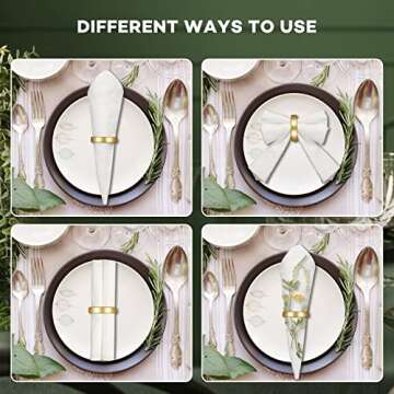 Stainless Steel Napkin Rings Metal Napkin Ring Holders Modern Serviette Buckles Metallic Adornment for Table Settings Kitchen Dinner Party Wedding(40 Pcs,Matte Gold Semicircle)