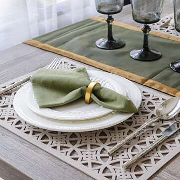 Stainless Steel Napkin Rings Metal Napkin Ring Holders Modern Serviette Buckles Metallic Adornment for Table Settings Kitchen Dinner Party Wedding(40 Pcs,Matte Gold Semicircle)