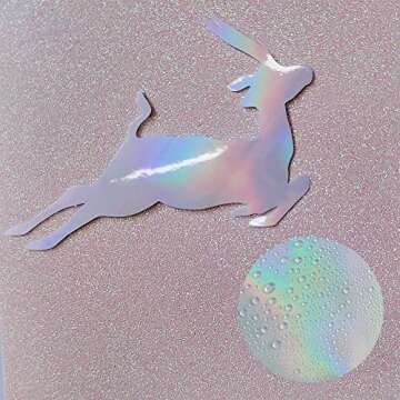 32 Sheets Holographic Sticker Paper Clear Vinyl Self Adhesive Waterproof Rainbow Transparent Overlay Film A4 Size Holographic Overlay with 4 Styles Mixed