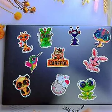 32 Sheets Holographic Sticker Paper Clear Vinyl Self Adhesive Waterproof Rainbow Transparent Overlay Film A4 Size Holographic Overlay with 4 Styles Mixed