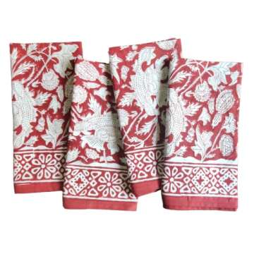 ATOSII Meraki Red Cloth Dinner Napkins Set of 4 100% Cotton