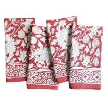 ATOSII Meraki Red Cloth Dinner Napkins Set of 4 100% Cotton