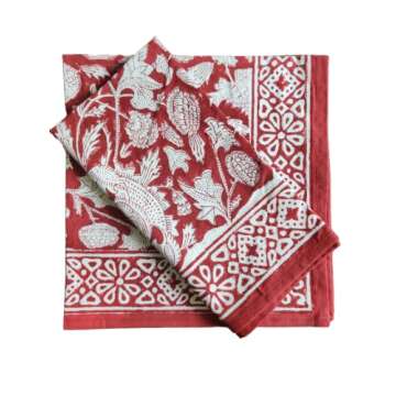 ATOSII Meraki Red Cloth Dinner Napkins Set of 4 100% Cotton
