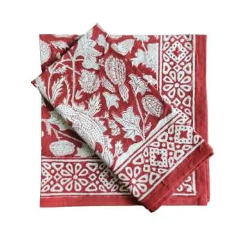 ATOSII Meraki Red Cloth Dinner Napkins Set of 4 100% Cotton
