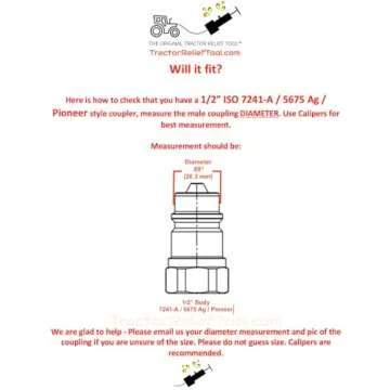 The Original Hydraulic Quick Coupling Pressure Decompression Relief Release Tool 1/2" Ag/Pioneer/Poppet Size fits models of Kubota, John Deere, Other Compact Tractors