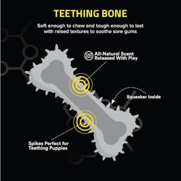 Playology Puppy Teething Bone Dog Toy for Young & Active Dogs | Engaging All-Natural Peanut Butter S...