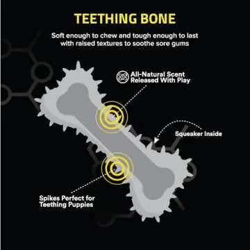 Playology Puppy Teething Bone Dog Toy for Young & Active Dogs | Engaging All-Natural Peanut Butter S...