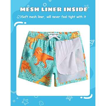 maamgic Boys Swim Trunks Stretch Quick Dry Swim Shorts Kids Bathing Suits Toddler Boy Swimsuit Swimwear Dinosaur Green 7