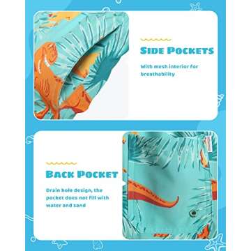 maamgic Boys Swim Trunks Stretch Quick Dry Swim Shorts Kids Bathing Suits Toddler Boy Swimsuit Swimwear Dinosaur Green 7