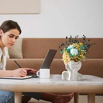 FJS Ceramic Face Vases - Modern Decorative Centerpiece