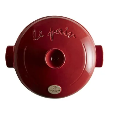 Emile Henry Burgundy Ceramic Bread Cloche for Baking