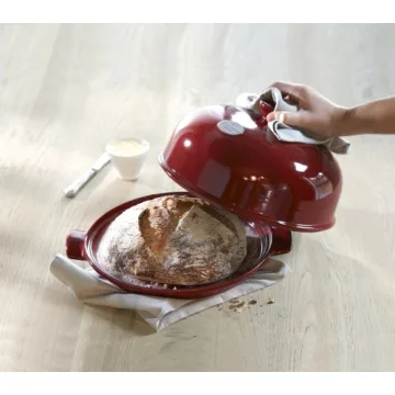 Emile Henry Burgundy Ceramic Bread Cloche for Baking