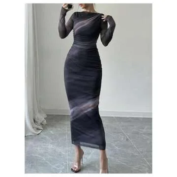 Milumia Women's Tie Dye Long Sleeve Bodycon Dress