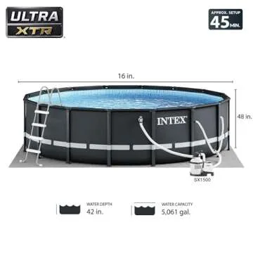 Intex 26325EH Ultra XTR Deluxe Above Ground Swimming Pool Set: 16ft x 48in – Includes 1500 GPH Cartridge Sand Filter Pump – SuperTough Puncture Resistant – Rust Resistant – Easy to Assemble
