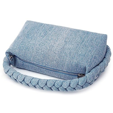 Women's Denim Purse Vintage Jean Purse Woven Top Handle Handbags Lightweight Designer Crossbody Bags with Chain