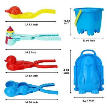 Snow Toys, Broadream 12 Pcs Snowball Maker Toys and Sand Mold Fun Winter Outdoor Snow Toys Gifts for Kids Ages 3+ with Penguin Duck Snowmen Ball Castle Shape