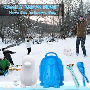 Snow Toys, Broadream 12 Pcs Snowball Maker Toys and Sand Mold Fun Winter Outdoor Snow Toys Gifts for Kids Ages 3+ with Penguin Duck Snowmen Ball Castle Shape