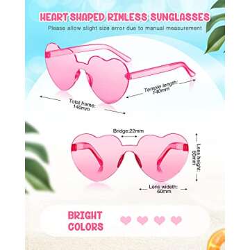 Chicpop 24 Pairs Heart Shaped Sunglasses for Women Bulk Glasses Party Favor Decoration Accessories E...