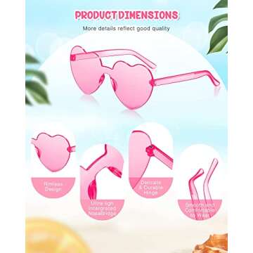 Chicpop 24 Pairs Heart Shaped Sunglasses for Women Bulk Glasses Party Favor Decoration Accessories Eyewear