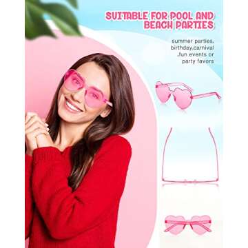 Chicpop 24 Pairs Heart Shaped Sunglasses for Women Bulk Glasses Party Favor Decoration Accessories Eyewear